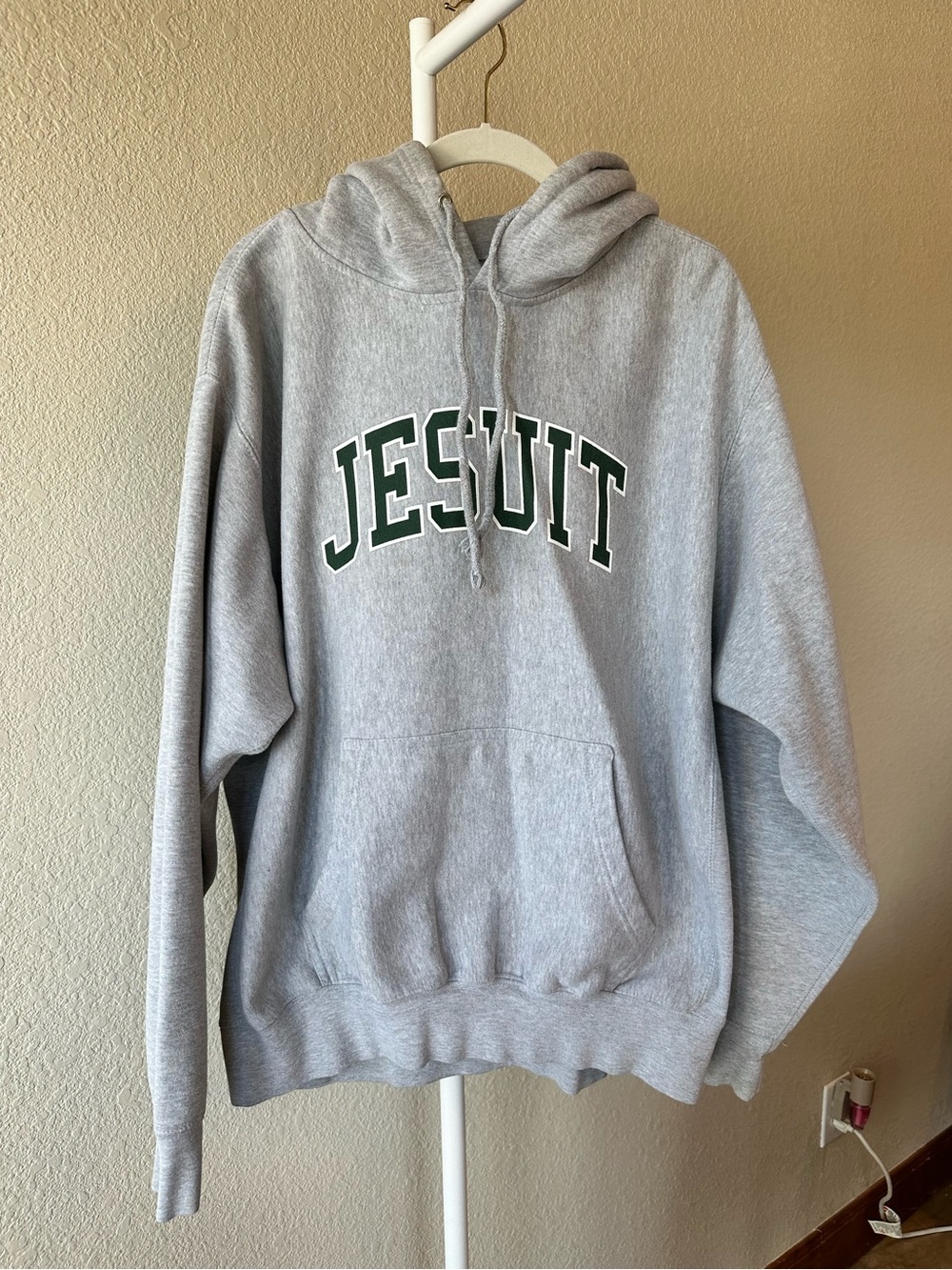 Vintage MV sport pro weave hoodie Jesuit gray size large